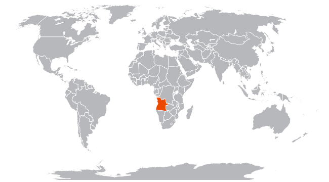 Ангола на карте мира